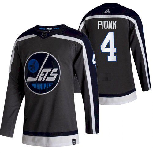 Men Winnipeg Jets #4 Pionk Black NHL 2021 Reverse Retro jersey
